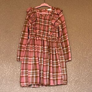 Plaid Pink and Brown Kids Casual Dress